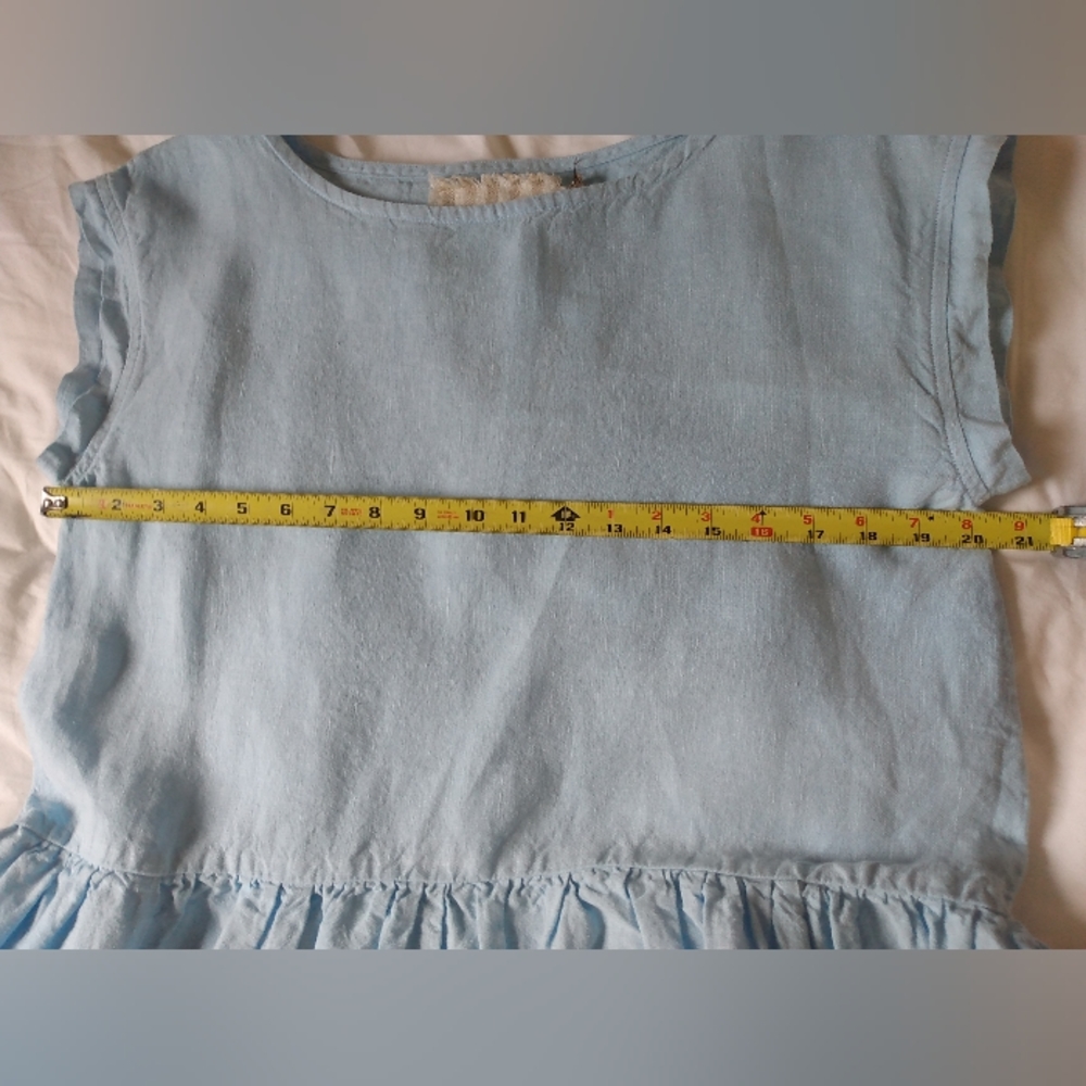 Nantucket Summer 100% Linen Sea Blue Beach Dress Classic House Picnic Cottage L - Picture 11 of 16